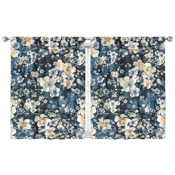 Floral Window Treatments 42x54 Inch 2 Panels, Rod Pocket Blackout Drapes for Bedroom and Kitchen Windows