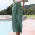 thumbnail image 2 of FAIWAD Women's Cotton Linen Wide Leg Pants Flowy Casual Palazzo Pants Summer Boho Beach Trousers with Pockets, 2 of 6