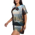 thumbnail image 2 of Lsque Clear Sky Mountain Red Dragon Women's Short-Sleeved Pajama Set - 2 Piece Soft and Lightweight Sleepwear Set-XX-Large, 2 of 9