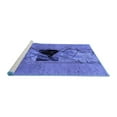 thumbnail image 2 of Ahgly Company Machine Washable Indoor Round Abstract Blue Modern Area Rugs, 4' Round, 2 of 4