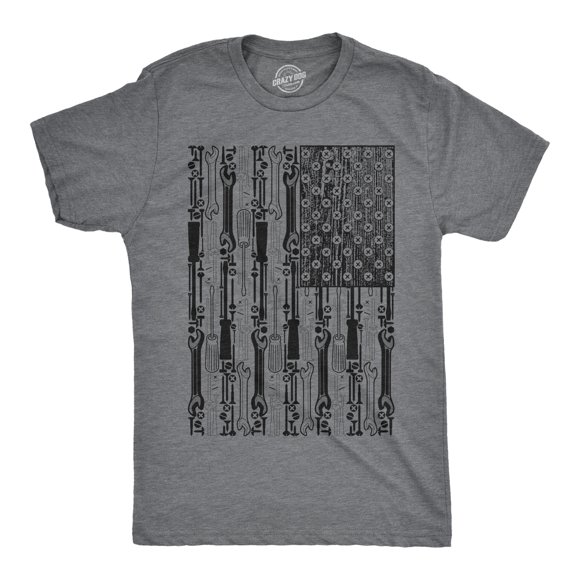 Mens American Flag Tools USA Merica Dad Gift T Shirt Handyman Funny Car Lover (Dark Heather Grey) - S