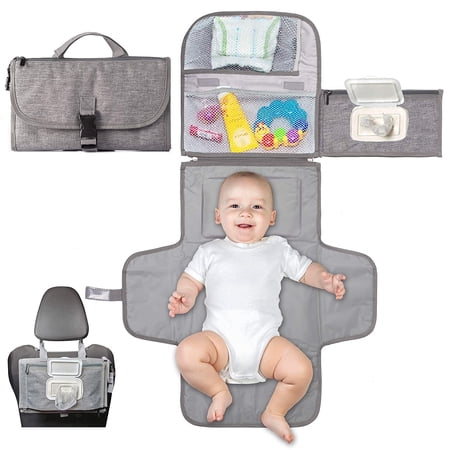 Kopi Baby Portable Diaper Changing Pad, Portable Changing Pad for Newborn Girl & Boy - Baby Changing Pad with Smart Wipes Pocket Waterproof Travel Changing Station Kit