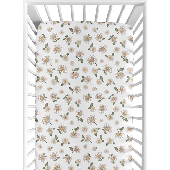 Sweet Jojo Designs Vintage Floral Daisy Print Girl Fitted Crib Sheet