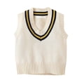 thumbnail image 4 of Fozruso Kid Boys Sweater Vest V Neck School Uniform Vest for Girls Boy Toddler Kids Knit Vest,White, 4 of 7