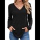 thumbnail image 1 of Camisetas de Larga para Mujer, Cuello en V, Suaves, Básicas, Holgadas, Informales, A Negro S, 1 of 9