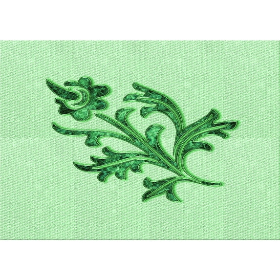 Ahgly Company Indoor Rectangle Patterned Mint Green Area Rugs, 8' x 12'