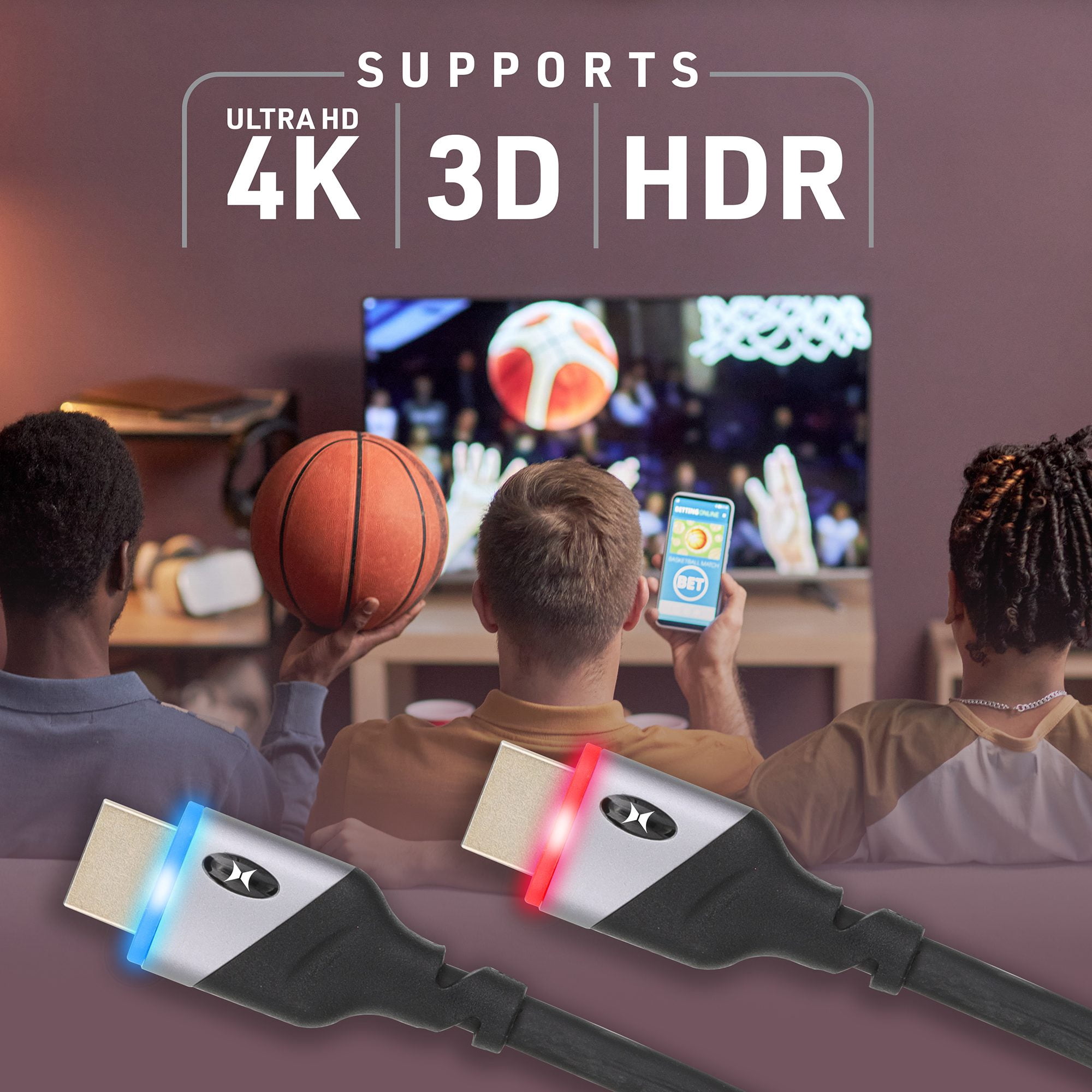 Xtreme 9FT LED Lighted HDMI Premium Cables, 2 pk