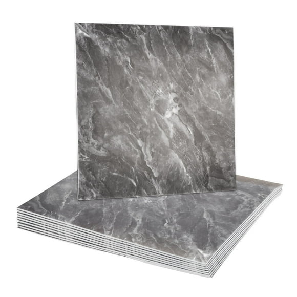 Uxcell 10Pcs Peel and Stick Marble Tiles, Waterproof Wall Panel Backsplash, 12"x12" Peel and Stick Shower Tiles for Bathroom, Slate Gray Design