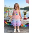 thumbnail image 6 of RUINIXCW Toddler Baby Girl Birthday Tutu Dress 1 2 3 4 5 Years Birthday Cake Smash Outfit Baby Girls Photoshoot Outfits Ruffle Sleeveless Letter Embroidery Tulle Dress, 6 of 9