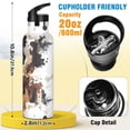 thumbnail image 2 of Kids Insulated Stainless Steel Sports Water Bottle 600ml (20oz) Flowing Black and Brown Lines, 2 of 6