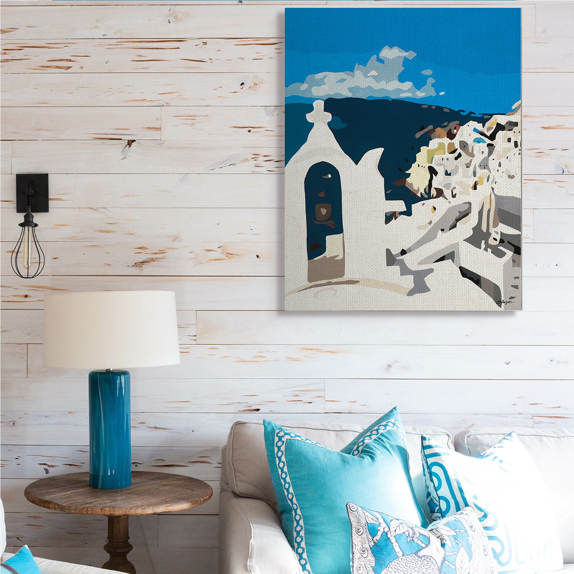 Traditional Coastal Architecture Cityscape Abstraction 36 in x 48 in Painting Canvas Art Print, by Stupell Home Décor