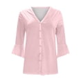 thumbnail image 3 of Lightweight Cardigans for Women Summer Open Front 3/4 Sleeve Shirts Button Loose Casual Blouse Draped Flowy Cover Up 2024, 3 of 3