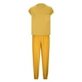 thumbnail image 4 of Crew Neck Cap Sleeve Tops with Wide Leg Pants Women's 2 Piece Sets Casual Loose Outfits Yellow,XL, 4 of 6