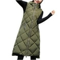 thumbnail image 3 of Juebong Womens Long Puffer Vest Thicken Winter Coats Quilted Hooded Vests Sleeveless Puffy Jacket Parkas Windproof Outerwear Gilet Army Green,XXL, 3 of 8