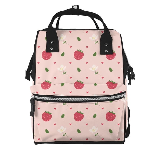 Easygdp Strawberry para Bolsa de Bebé de Gran Capacidad con Múltiples Bolsillos, Bolsa de Pañales para Padres, Bolsa de Viaje Organizada y Elegante