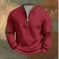 thumbnail image 2 of safuny Men's Stand Collar Sweatshirts Half Zipper Loose Shirts Big&Tall Fashion Long Sleeve Tops Solid Color Pullover Workout Casual Red S, 2 of 6