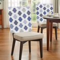 thumbnail image 3 of Abstract Grid Dining Chair Back Cover Only, Boho Blue Purple Grey Geometric Medieval Plaid Set of 8 Chair Back Covers, Removable Washable for Dining Room, Banquet & Holiday Decoration, 3 of 9