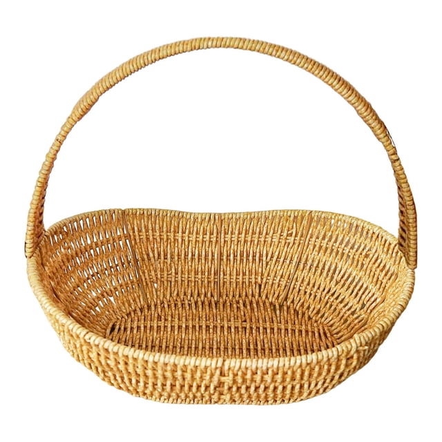 Cesta tejida de material PP, cesta de almacenamiento con asa y elegante tejido de ratán para L