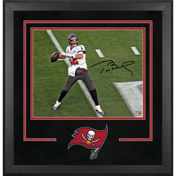 Tom Brady Tampa Bay Buccaneers Super Bowl LV Champions Framed Autographed Deluxe 16" x 20" Super Bowl LV Action Photograph - Fanatics Authentic Certified