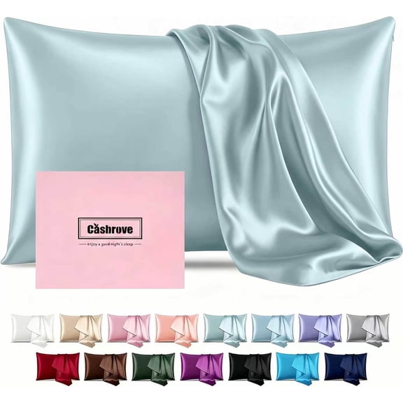 Silk Pillow Cases with Zipper,Soft Mulberry Pillow Case,Haze Blue,King,1pc