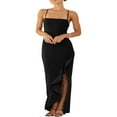 thumbnail image 1 of Femmes d'Été Longue Fronde Skinny Robe Couleur Unie Irrégulière Fendue Robe d'Ourlet, 1 of 7
