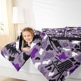 thumbnail image 4 of Catabedysis Camo Camping 7-Piece Twin Bedding For Girls,Wildlife Camper Pattern Bedding Comforter Set,Purple Black,Black Reversible, 4 of 7
