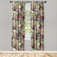 thumbnail image 3 of Ambesonne Floral Inspiration Curtains, Posy of Blooms, Pair of 28"x84", Maroon Dark Tan Navy Blue, 3 of 5