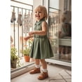 thumbnail image 4 of BemeyourBBs Toddler Baby Girl Safari Dress Kids Little Baby Girls Safari Outfit Lapel Sleeveless Front Pockets Button Down Pleated Dress with Belt Spring Summer Fall Clothes, 4 of 9