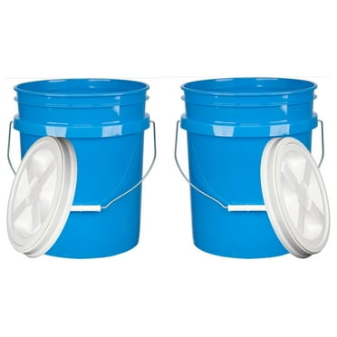 Echoworld 5 Gallon Bucket Pail with Air Tight White Screw on Lid - Food Grade-BPA - (Pack of 2) - Made in USA Buckets