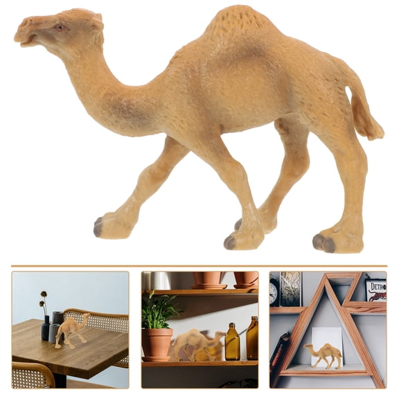 BESTYASH Mini Camel Figurine Khaki Plastic Statue Small Decorative Animal Ornament 1 Piece