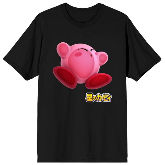 Kirby Pink Mochi and Invisible Wall Men's Black Graphic Tee-3XL