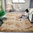 thumbnail image 2 of Junovo Luxury Velvet Shag Area Rug Modern Indoor Fluffy Rugs, Extra Comfy and Soft Carpet For Bedroom Living Room Kids Room,5'x8',Tan, 2 of 7