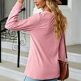 thumbnail image 4 of IROINNID On Sale Women's Long Sleeve V-Neck Shirts Comfortable Autumn/Winter Solid Color V-Neck Button-Up Loose Long Sleeve T-Shirt Top Long Sleeve V-Neck Top/Shirt,Pink, 4 of 4