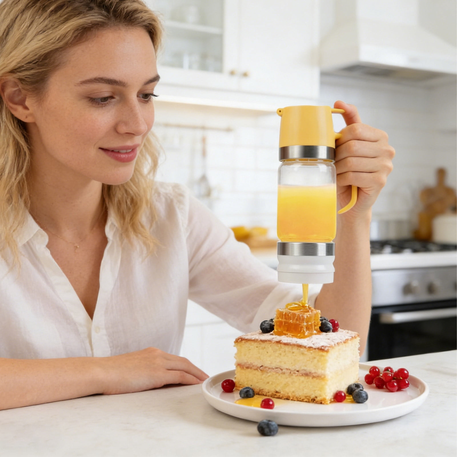 Glass Honey Dispenser No Drip With Handle Honey Jar Maple Syrup Container for Coffee, Pancakes Waffles (9 Oz, 1 Pack)