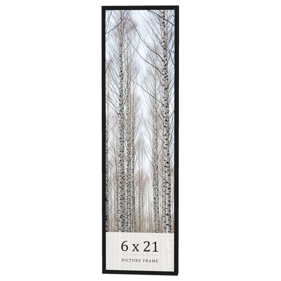 6x21 Frame Black Real Wood Picture Frame Width 0.75 inches | Interior Frame Depth 0.5 inches | Noir