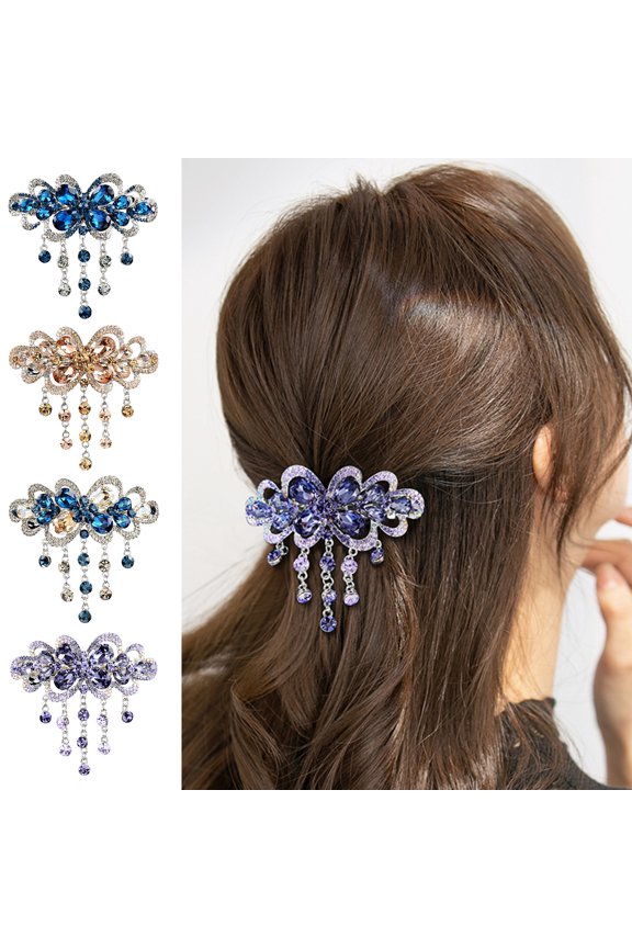 2pcs Korean Style Fine Craftsmanship Hair Barrette Headwear Shining Rhinestone Tassel Women Spring Hair Clip Hair Styling Accessories