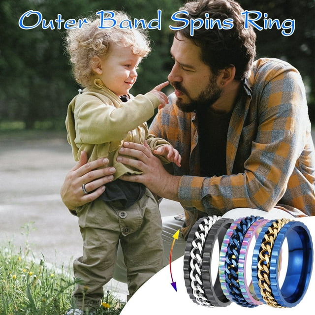 Sentmoon Wedding Rings for Women Stackable Rings Fashion Stainless Steel Ring External Rotating Ring Wonderful Gift