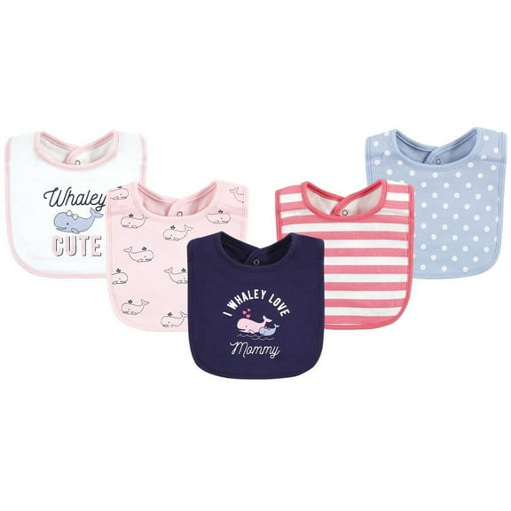 Hudson Baby Infant Girl Cotton Bibs, Whaley Cute Girl, One Size