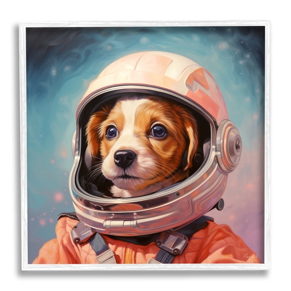Stupell Industries Astronaut Dog in Space Animals & Insects Painting White Framed Art Print Wall Art, 12 x 12