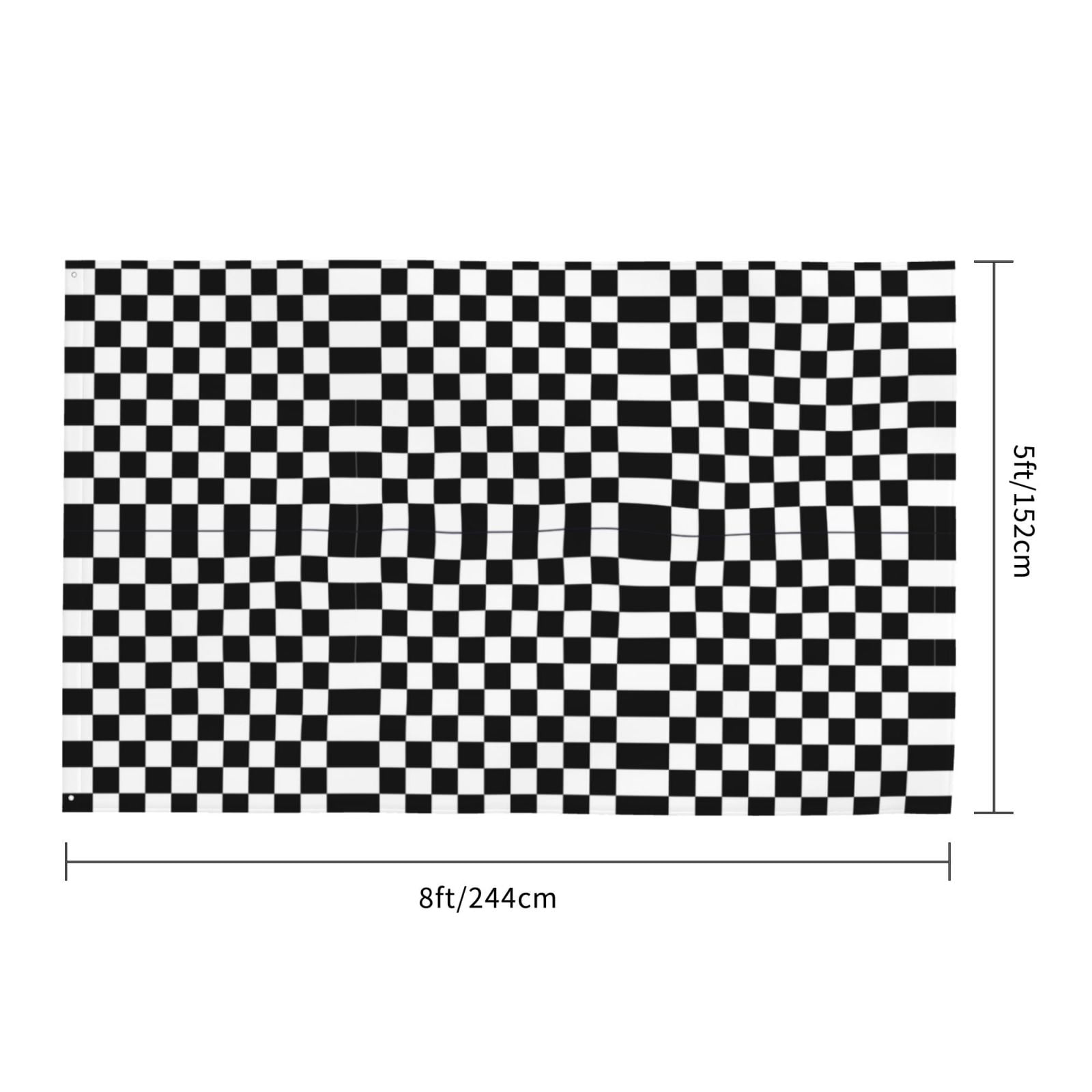 5ft X 8ft White And Black Checkered Pattern Flag Weather-Resistant Polyester Outdoor Decor