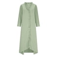 thumbnail image 7 of Womens Summer Linen Dress - Oversized Boho Long Sleeve V-Neck Tiered Ruffle Irregular Hem Maxi Long Sundress, 7 of 7