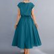 thumbnail image 5 of Puntoco Vestido De Verano Para Mujer, Suelto, De Color Sólido, Con Cordones, Cuello Redondo, Manga Corta, Vestido De Manga Corta, Cuello Redondo, Verde M,Regalos Para Mujer Joven, 5 of 5