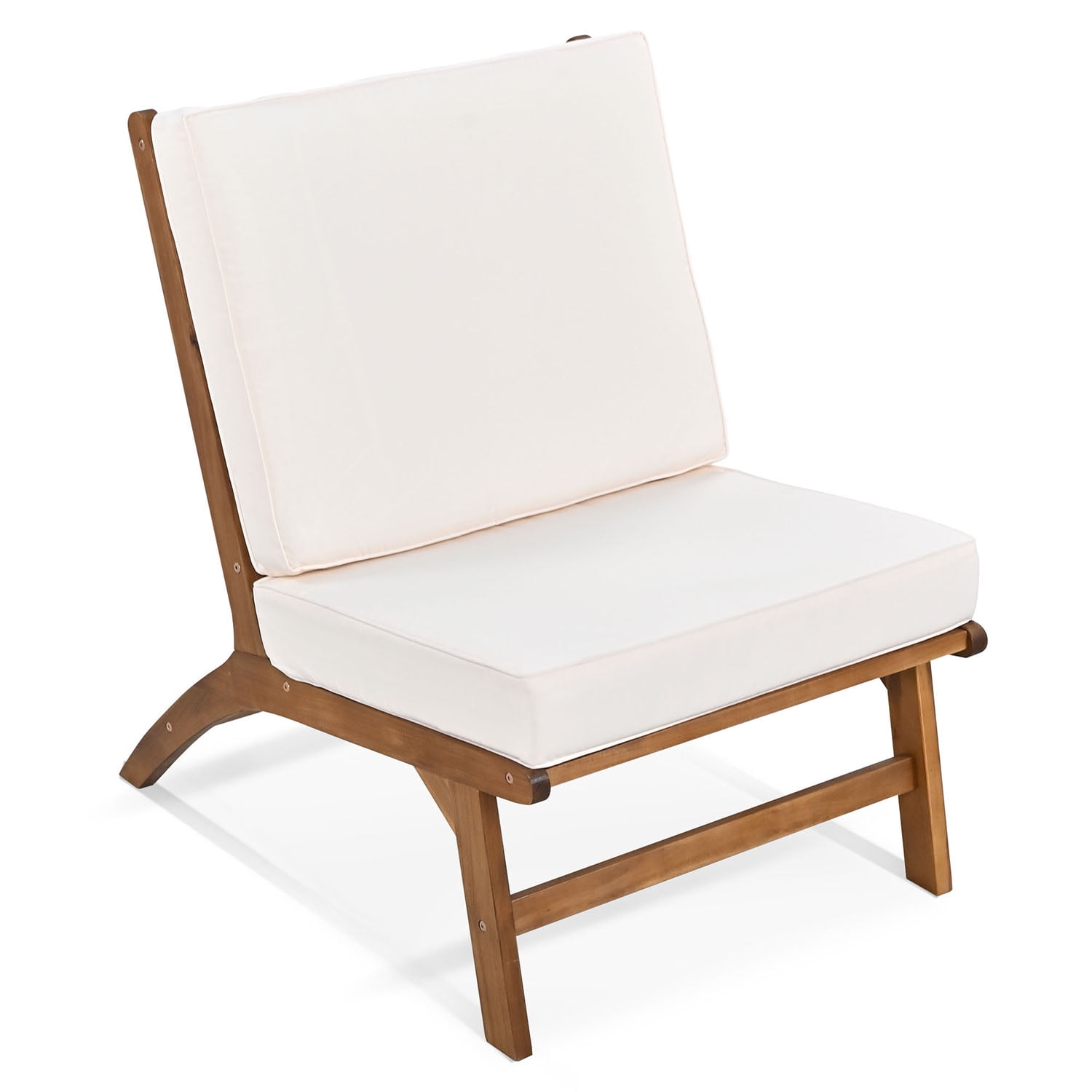Kadyn 4-Piece V-shaped Seats Set, 2 Single Chairs,1 Rectangular Table,Double Chair, Acacia Wood Outdoor Sofa for Garden, Beige