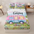 thumbnail image 2 of Homewish Pink Blue RV Car Camping Zipper Twin Comforter Sets with Fitted Sheet and 2 Pillowcases, Watercolor Flower Zipper Bedding Set for Women, Polka Dots Reversible, 4 Pieces, 2 of 6