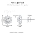 thumbnail image 5 of Rosec Jewels Certified Moissanite Flower Stud Earrings with Halo (1 CT, D-VS1 Quality) - with Screw Back - Jewelry Box Included, 14K White Gold, 5 of 6