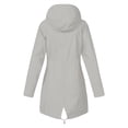 thumbnail image 4 of WTOBBY Women Solid Stripe Mid-Length Waterproof Sun Protective Outdoor Sports Rain Jacket, Hooded Windproof for Hiking and Casual,Light Gray XL, 4 of 4