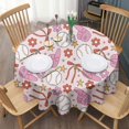 thumbnail image 3 of Pink Baseball Fun Pattern Round Tablecloth 60"x60",Wrinkle Wipeable Table Cloth for Kitchen Dining Room Picnic Patio Party, 3 of 6