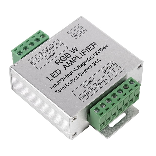 ZPSHYD DC12-24V 24A RGBW Signal Amplifier, 4 Channel Output Circuit Aluminum Shell LED Strip Controller Signal Amplifiers Controller