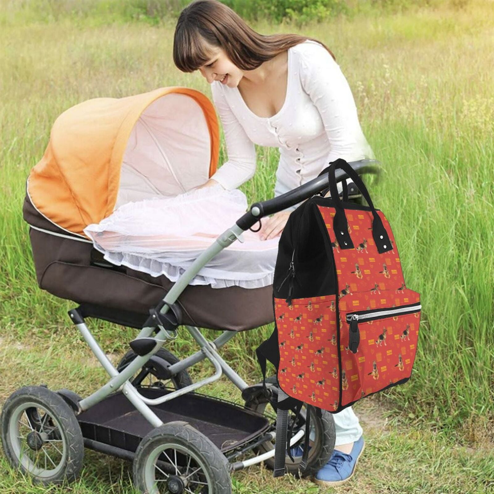 Kdxio Baby Diaper Backpack,Multi-Function Travel Backpack Nappy Bags,Nursing Bag, Fashion Mummy,Roomy Waterproof for Baby Care(German Shepherd Dog)