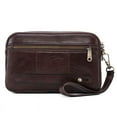 thumbnail image 2 of Leather Large Capacity Men's Clutch Wallet Fashion Zipper Handbag Envelope Bag Wallet Card Package(Dark Brown), 2 of 8